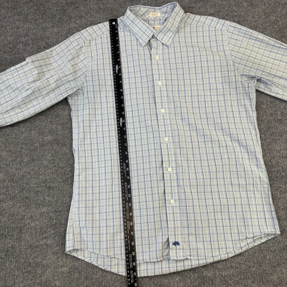 Onward Reserve Shirt Mens Extra Large Blue Green Plaid Tailored Fit Non Iron
